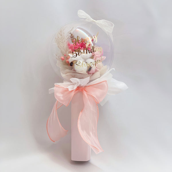 Preserved Flowers in Balloon - Rose & Cotton Flower