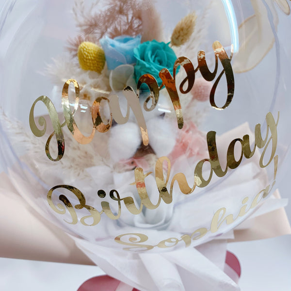 Preserved Flowers in Balloon - Tiffany Blue