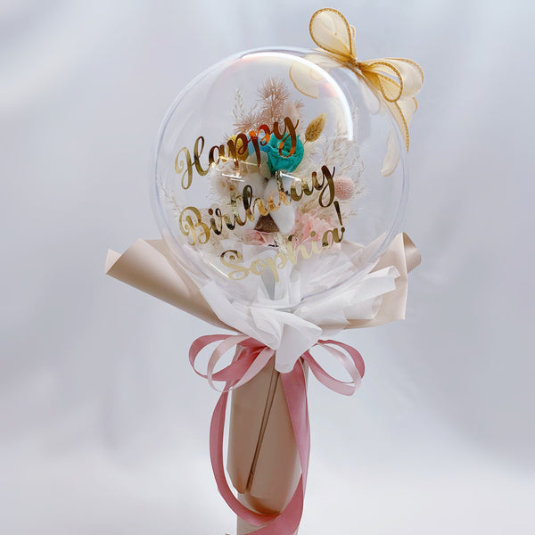 Preserved Flowers in Balloon - Tiffany Blue