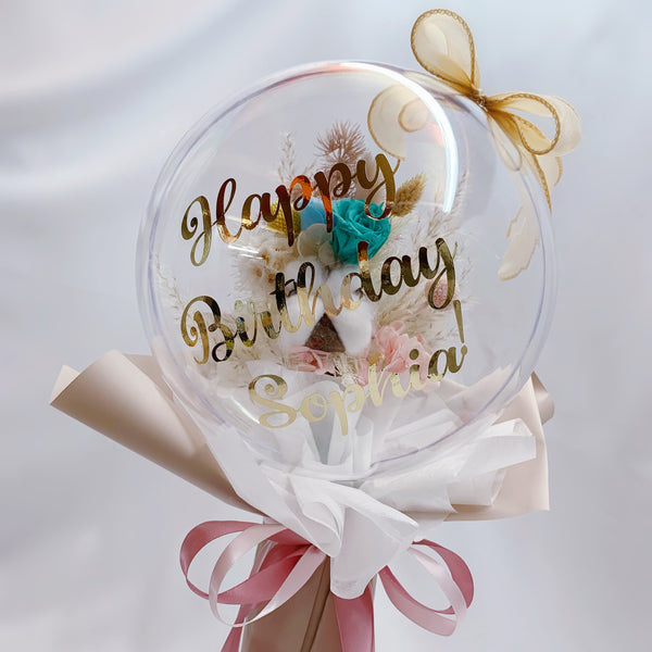 Preserved Flowers in Balloon - Tiffany Blue