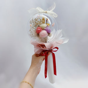 Preserved Flowers in Balloon - Rainbow Cotton Flower