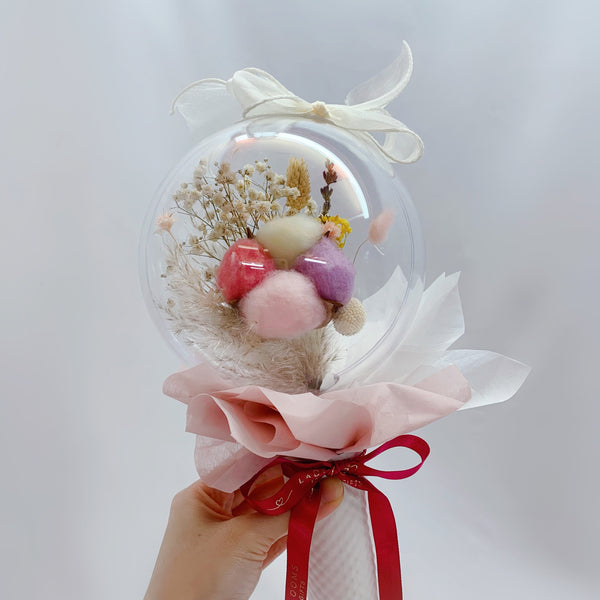 Preserved Flowers in Balloon - Rainbow Cotton Flower