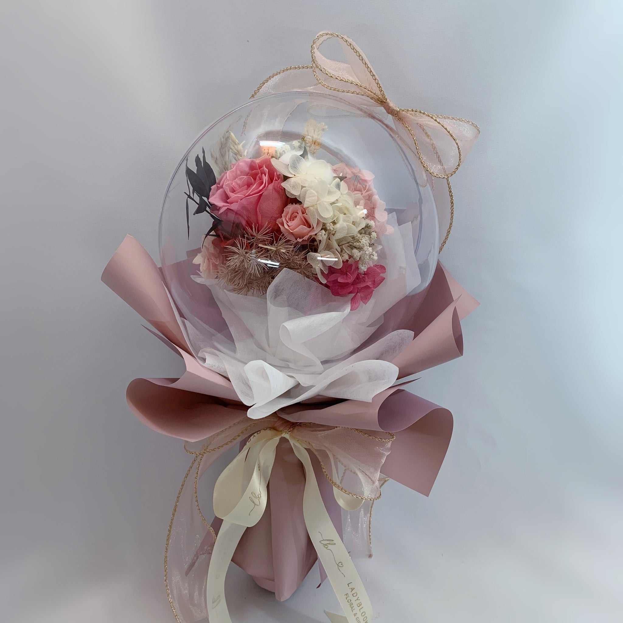 Preserved Flowers in Balloon - Wild Berry Pink