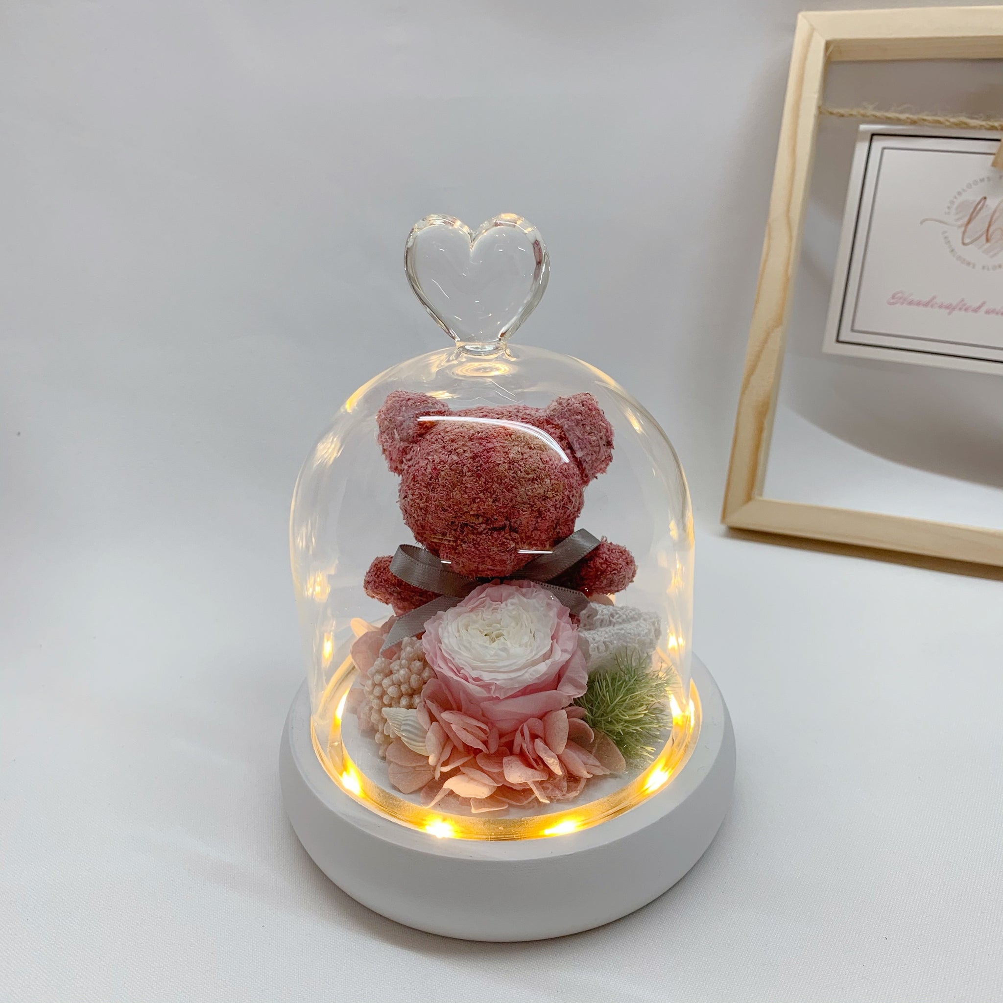 Heart Shape Dome - Pink Bear