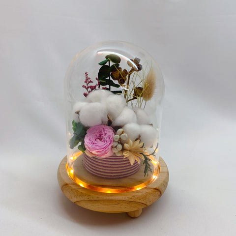 Glass Dome - Cotton Flowers
