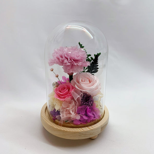 Glass Dome - Purple Carnation