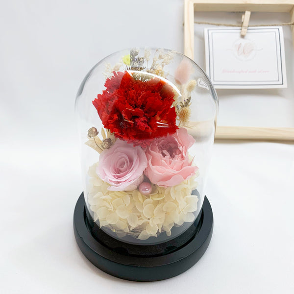 Glass Dome - Red Carnation