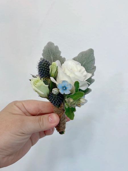 Fresh Flowers Boutonnière - Blue