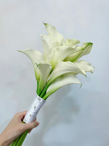 Bridal Bouquet - Calla Lily with Twine and Pearl Pins