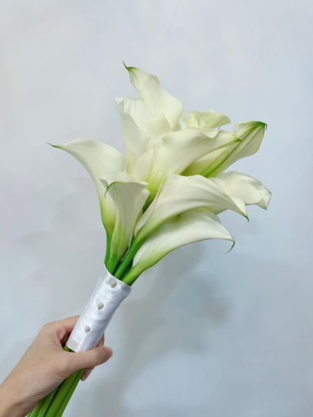 Bridal Bouquet - Calla Lily with Twine and Pearl Pins