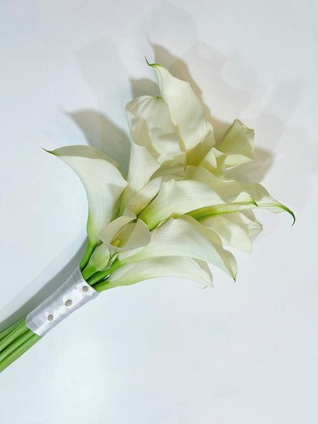 Bridal Bouquet - Calla Lily with Twine and Pearl Pins