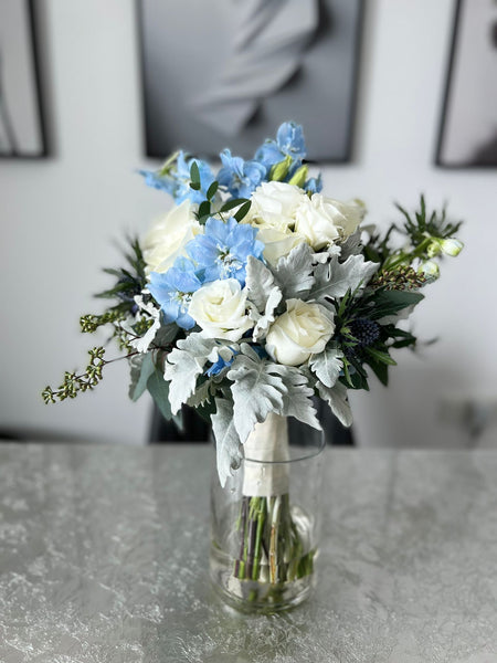 Bridal Bouquet - Delphinium and Thistle