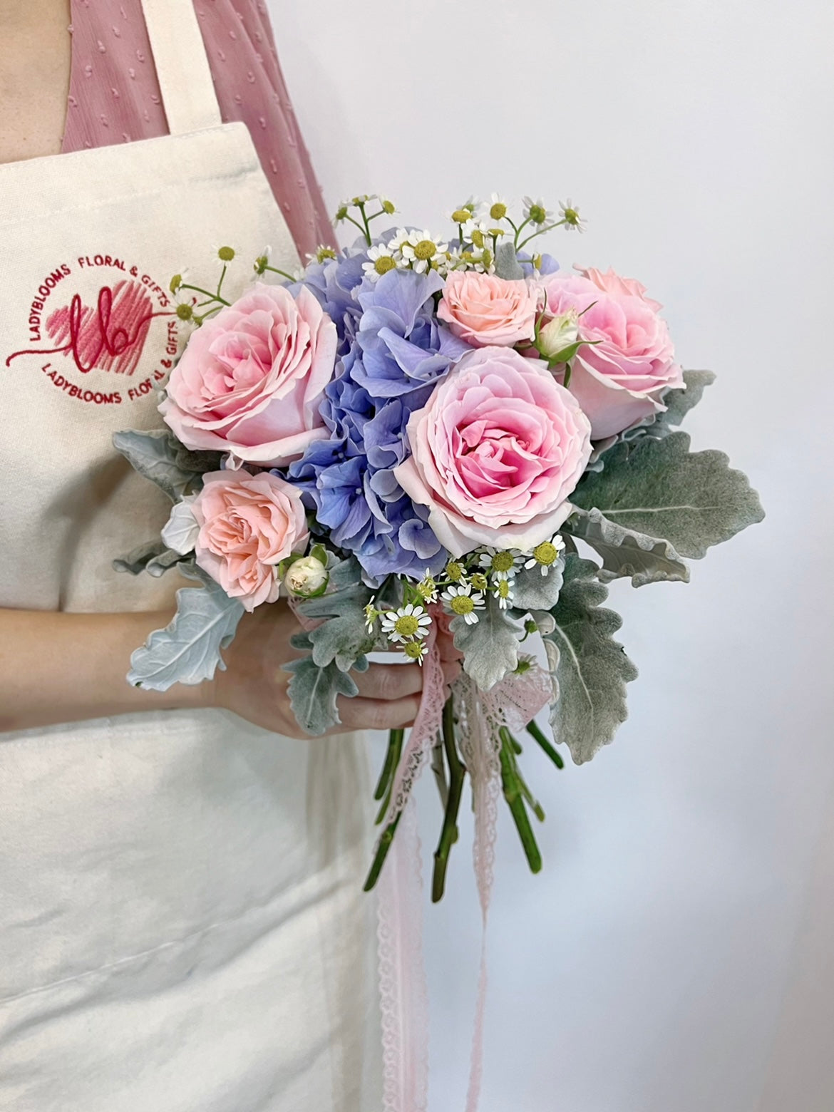 Bridal Bouquet - Lilac Hydrangea and Pink Roses