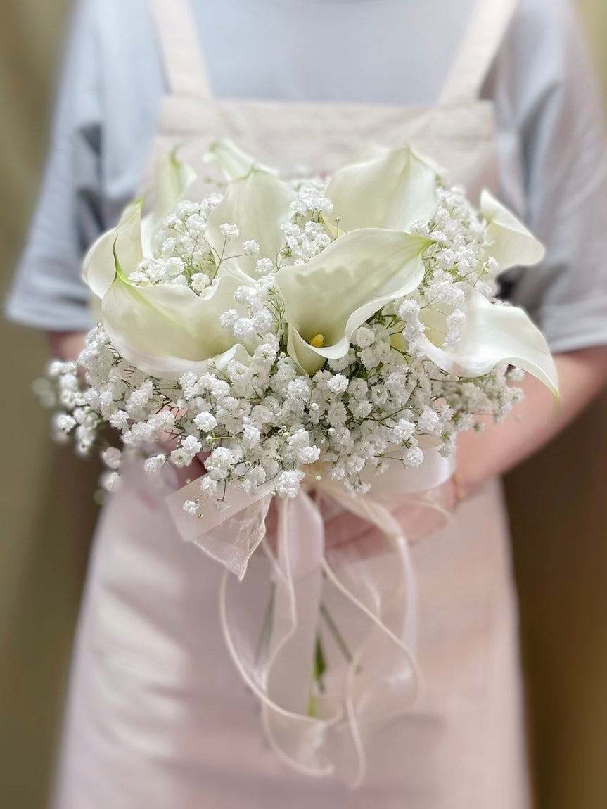 lily breath flower Calla Lily with Baby's Breath Bridal Bouquet