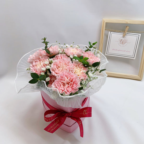 Carnations in Box - A Pink Cake