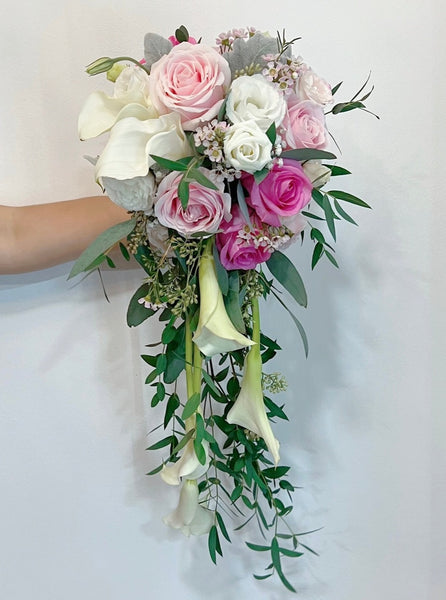 Cascading Bridal Bouquet - Calla Lily with Roses