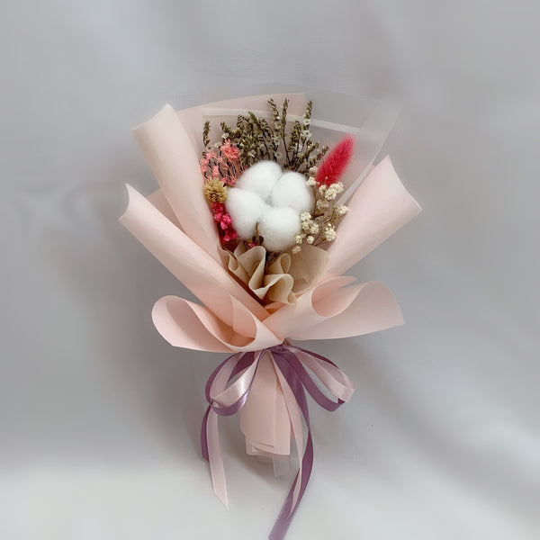Preserved Flowers Bouquet - White Cotton Candy