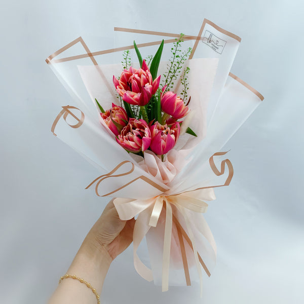 Fresh Pink - Double Petal Tulips Bouquet
