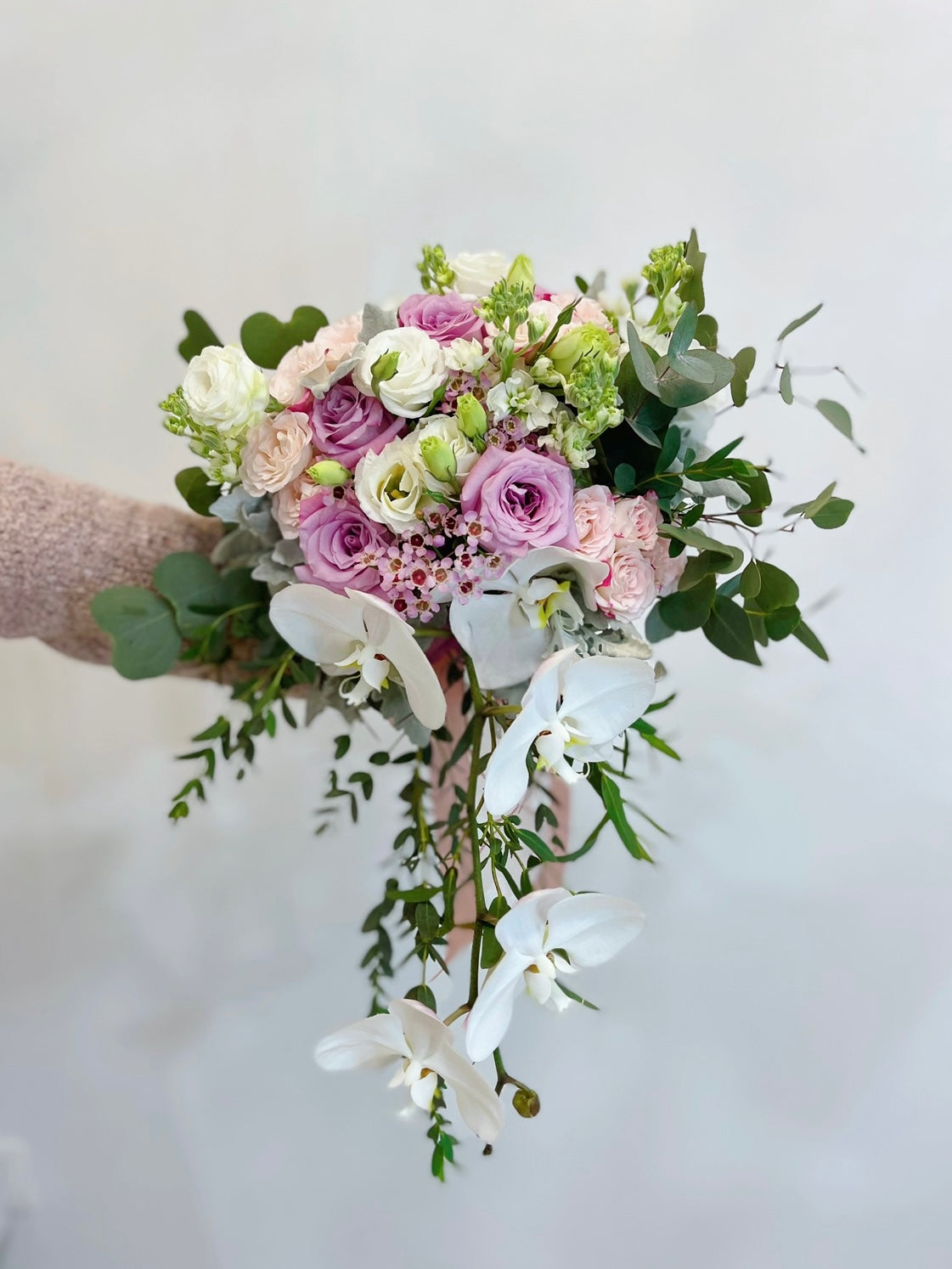 Cascading Bridal Bouquet Dreamy Purple Ladyblooms Floral Gifts