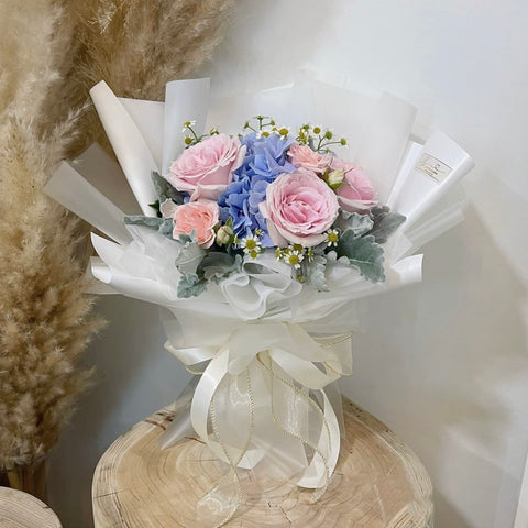 Fresh Bouquet - Lilac Hydrangea with Pink Roses