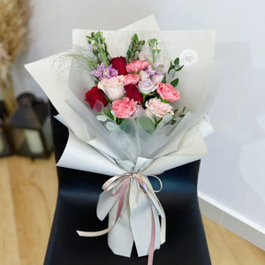 Fresh Roses & Carnations Bouquet - Gentle Love