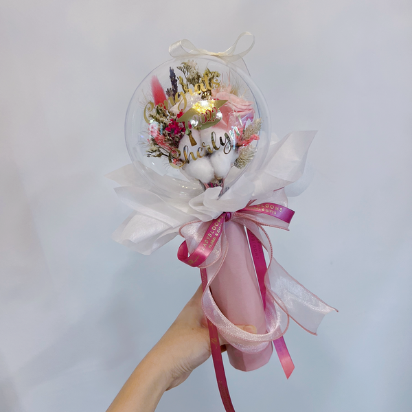 Preserved Flowers in Balloon - Happy Graduation