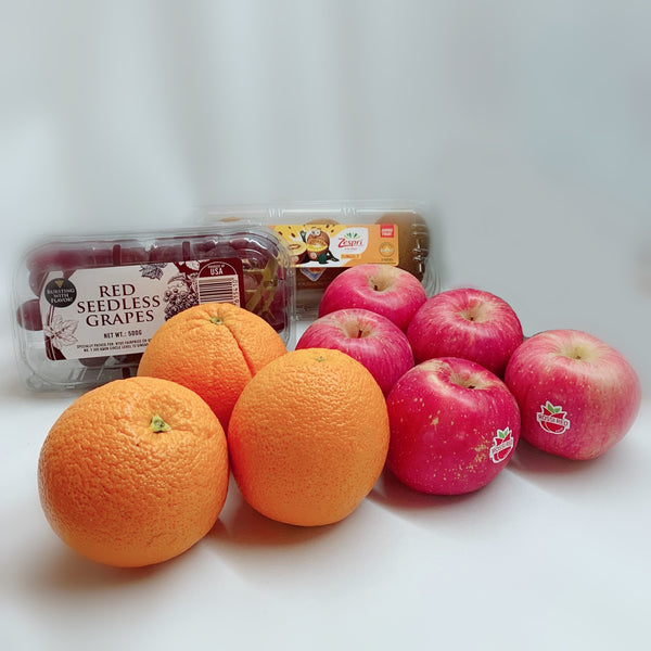 Fruits Basket with Premium Flowers Arrangement