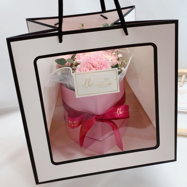 Carnations in Box - A Pink Cake