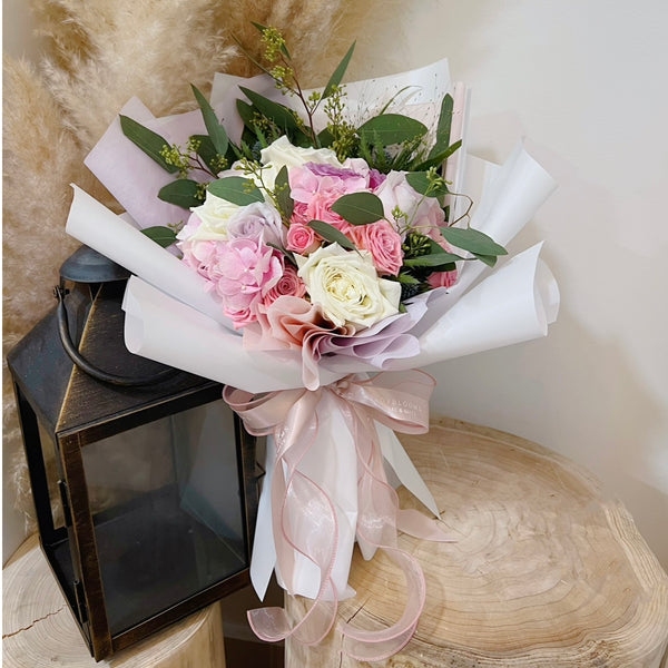 Fresh Bouquet - Pink Hydrangea with Roses
