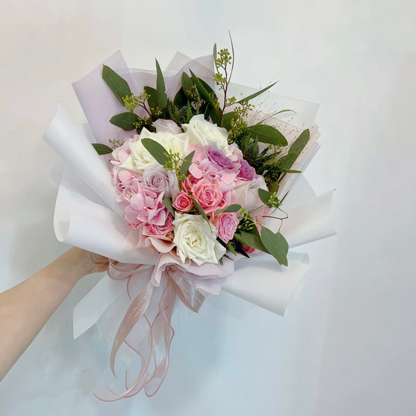 Fresh Bouquet - Pink Hydrangea with Roses