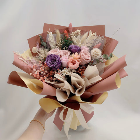 Preserved Flowers Bouquet - Vintage Purplish