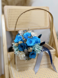 Preserved 2-Tone Blue Rose Bridal Bouquet
