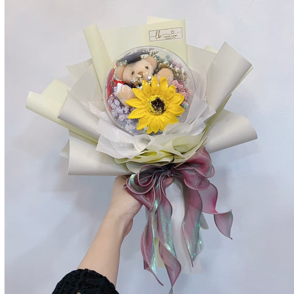 Preserved Flowers in Balloon - Graduation Sunflower