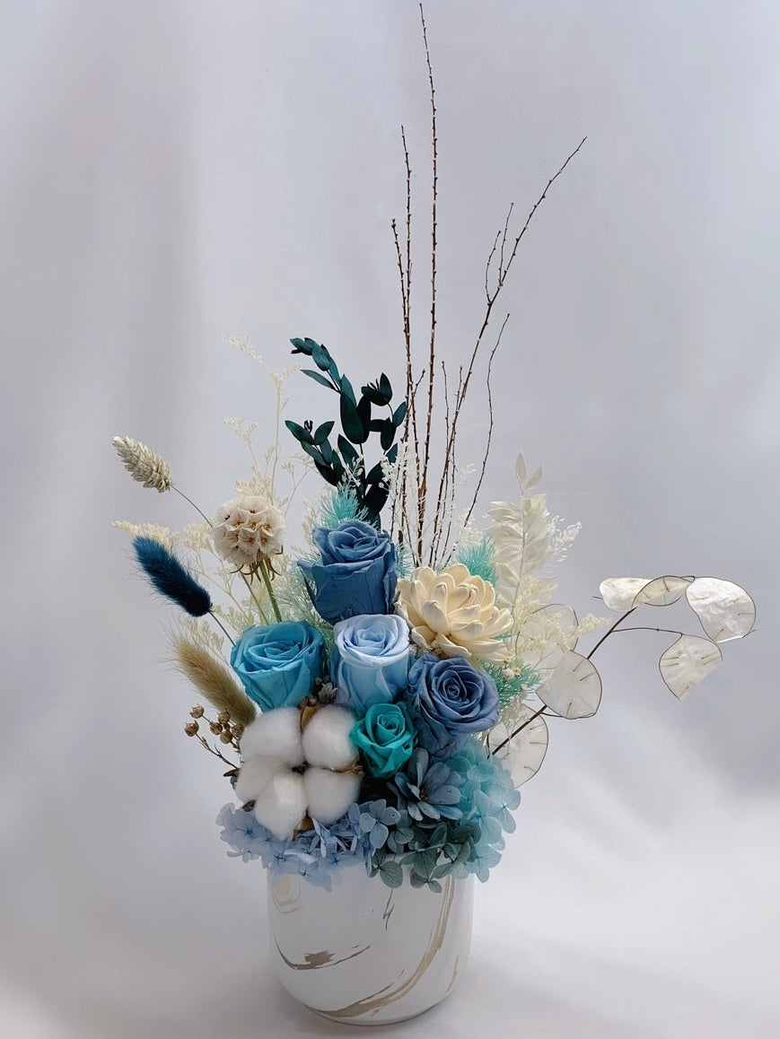 Preserved Flowers in Vase - Blue