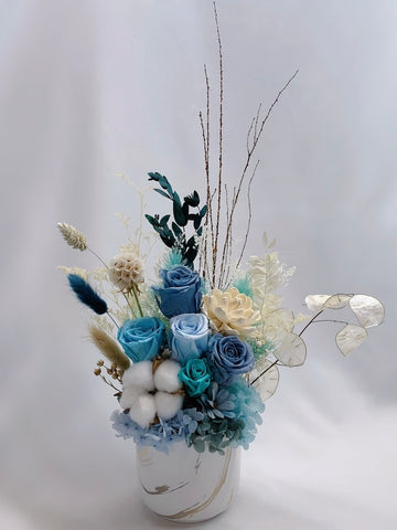 Preserved Flowers in Vase - Blue