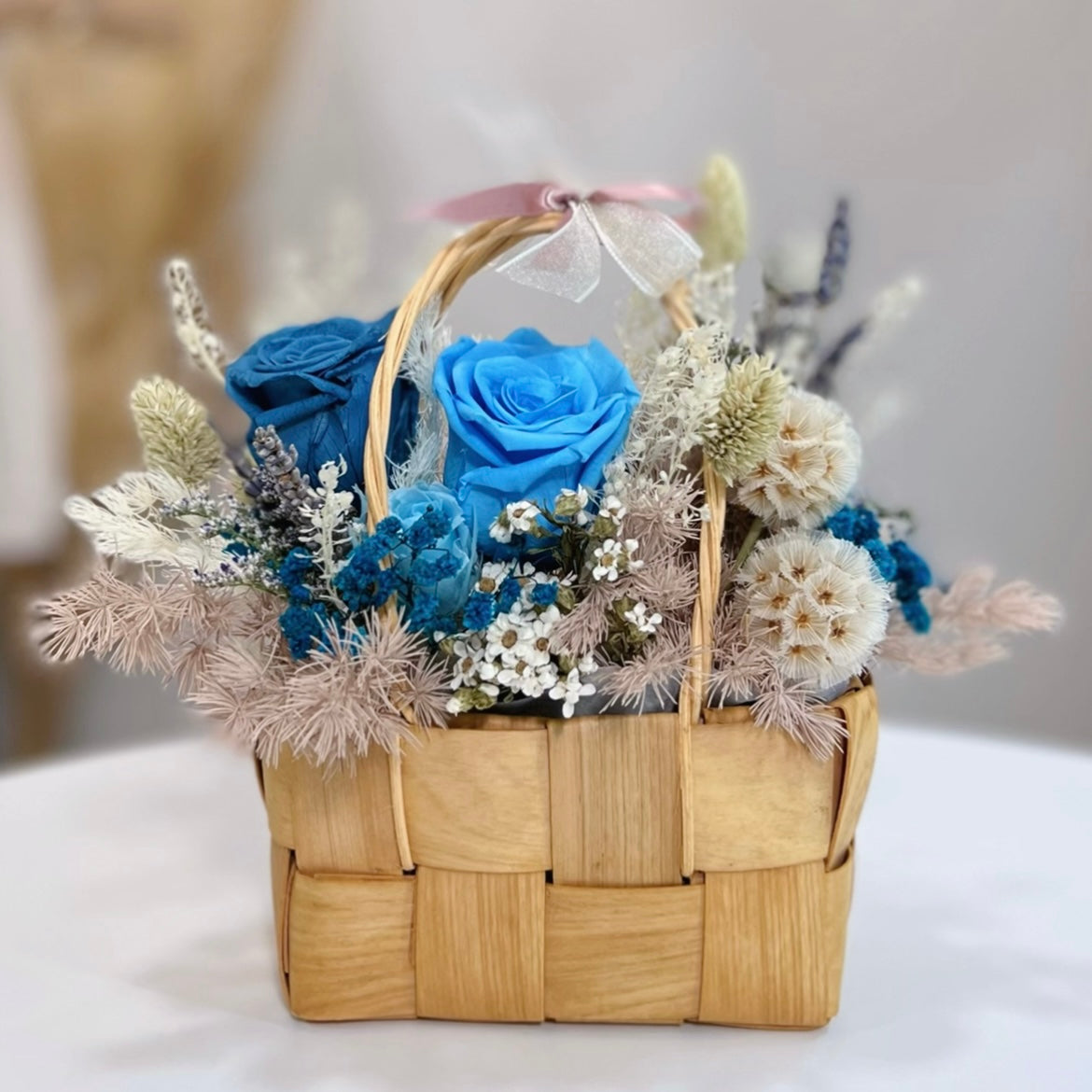 Preserved Roses in Basket