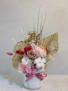 Preserved and Sola Wood Flowers in Vase - Pink