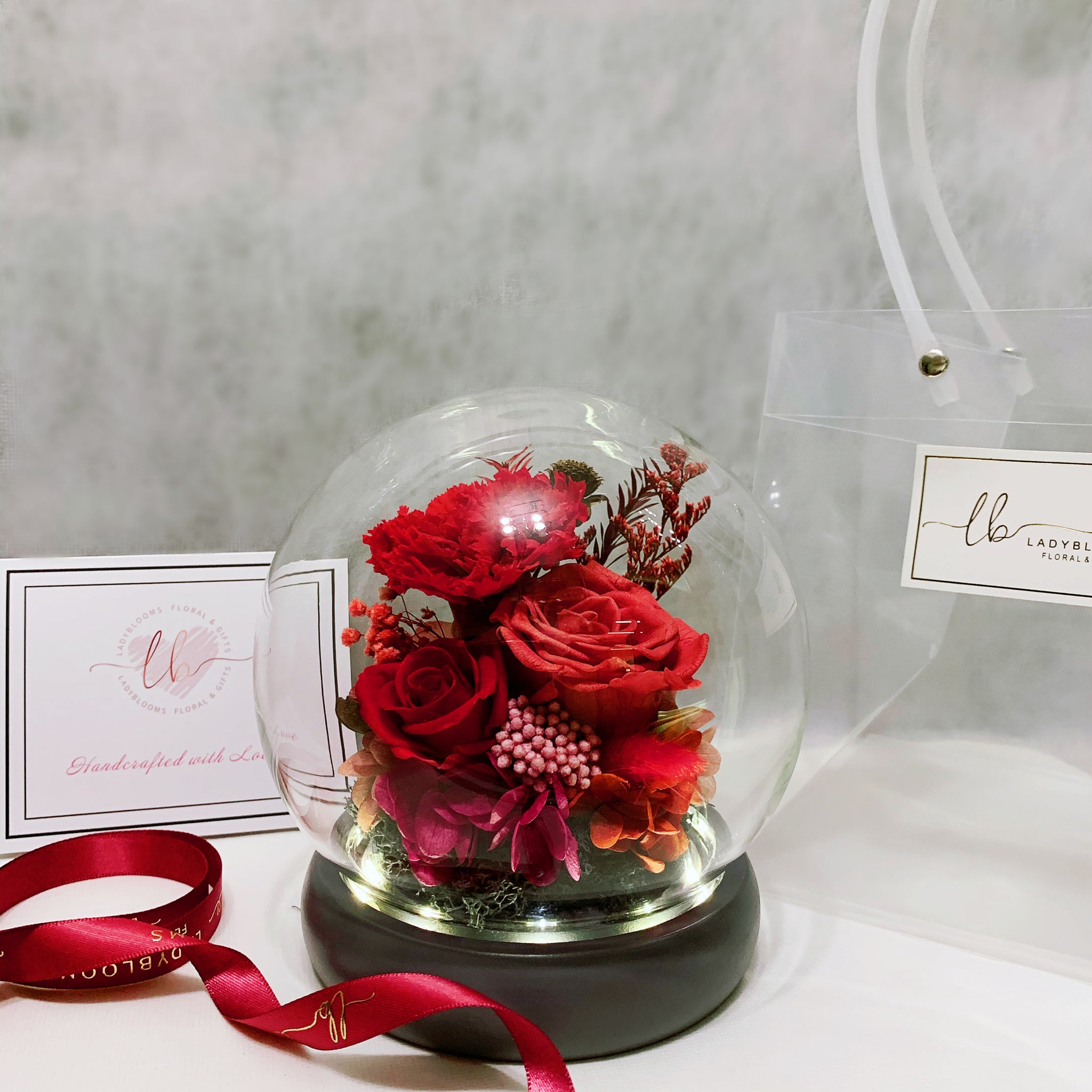 Glass Dome - Made for Mum Carnation