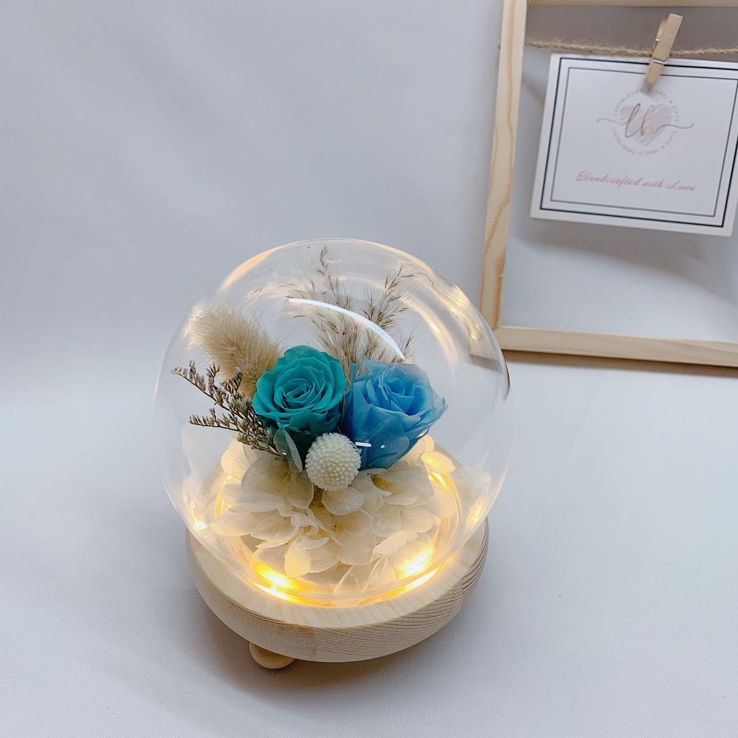 Tiffany Blue Rose in Sphere Dome