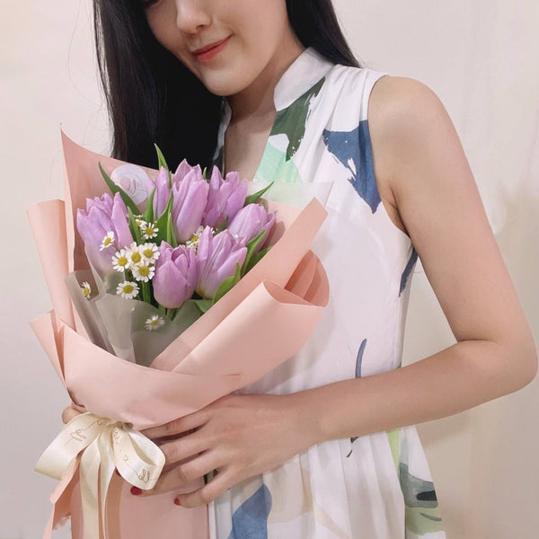 Fresh Tulips Bouquet - Lilac Purple