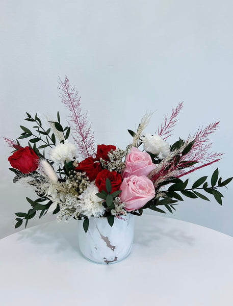 Preserved Red and Pink Rose Bridal Bouquet