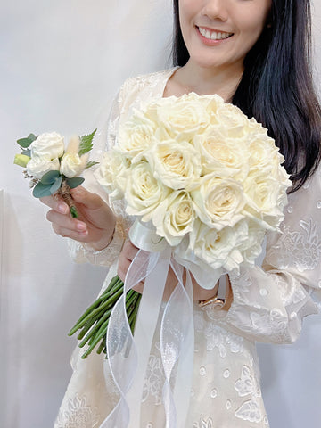 Customised Bridal Bouquet - White Rose