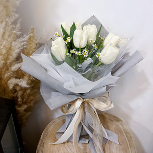 Fresh White Tulips Bouquet