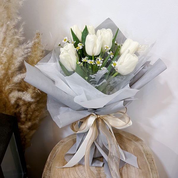 Fresh White Tulips Bouquet