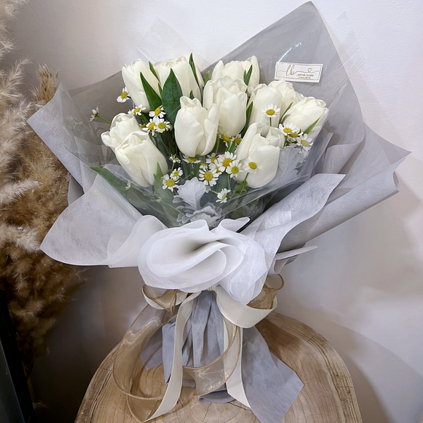 Fresh White Tulips Bouquet