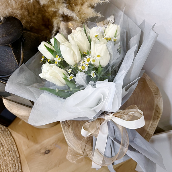Fresh White Tulips Bouquet