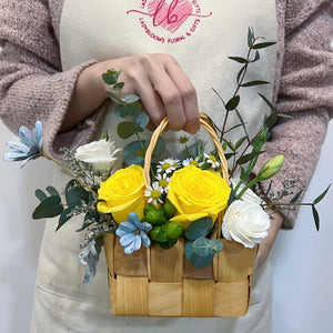 Yellow Roses in Basket