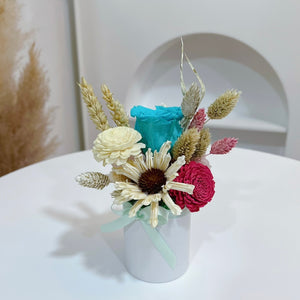 Sola Wood Flowers Bloom Box - Tiffany Blue and Pink
