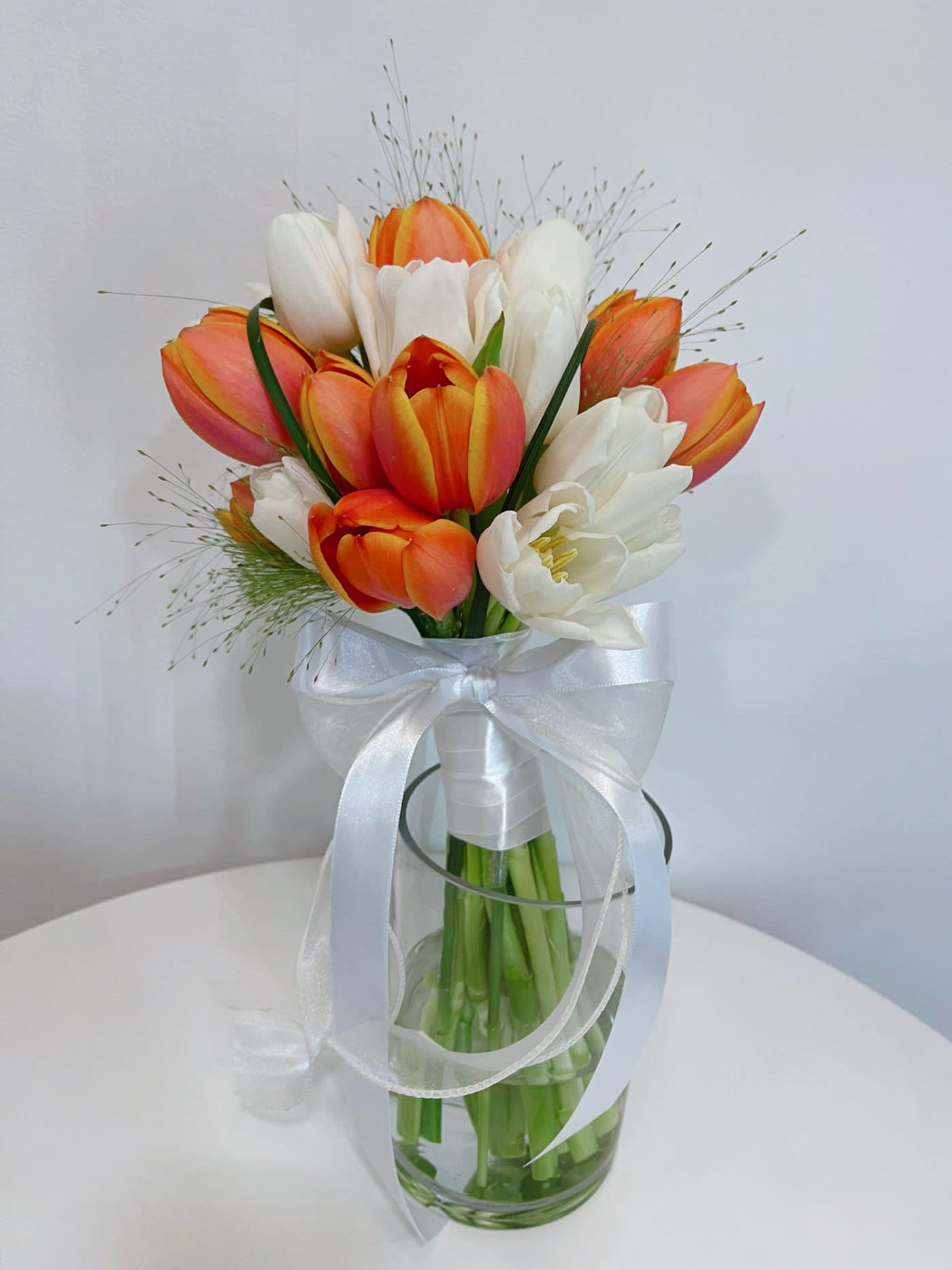 Bridal Bouquet - Orange and White Tulips
